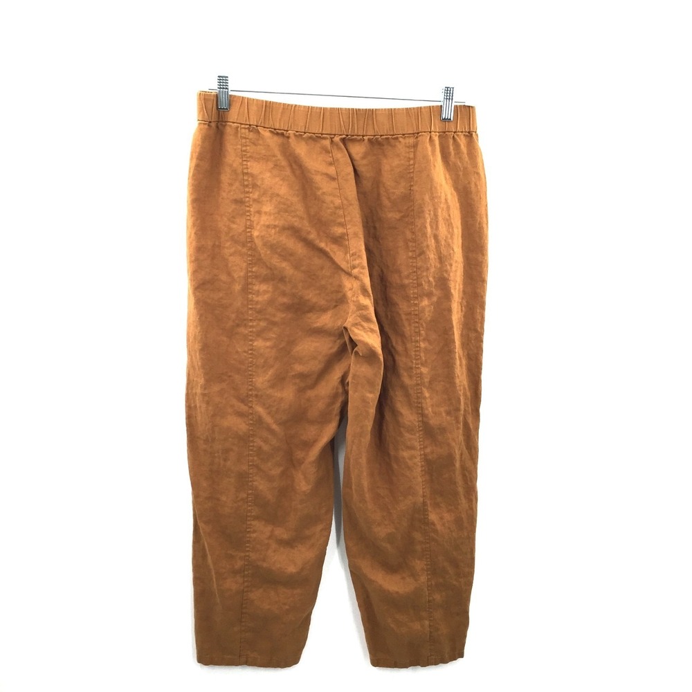 Eileen Fisher Organic linen brown wide leg boho quiet luxury pants minimalist L - Picture 5 of 10